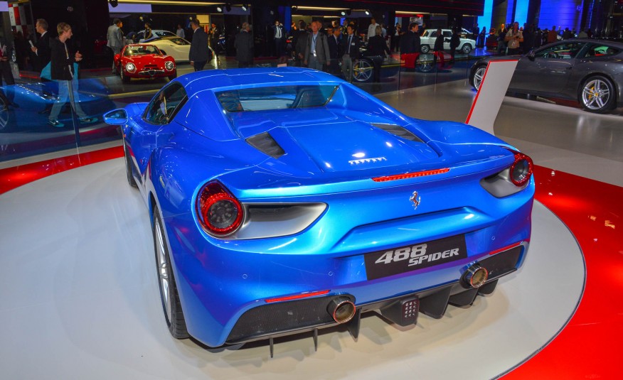 2016 Blue Ferrari 488 Spider Rear View