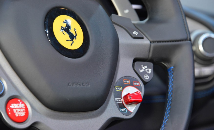 2016 Blue Ferrari 488 Spider Steering Closeup Driving Modes