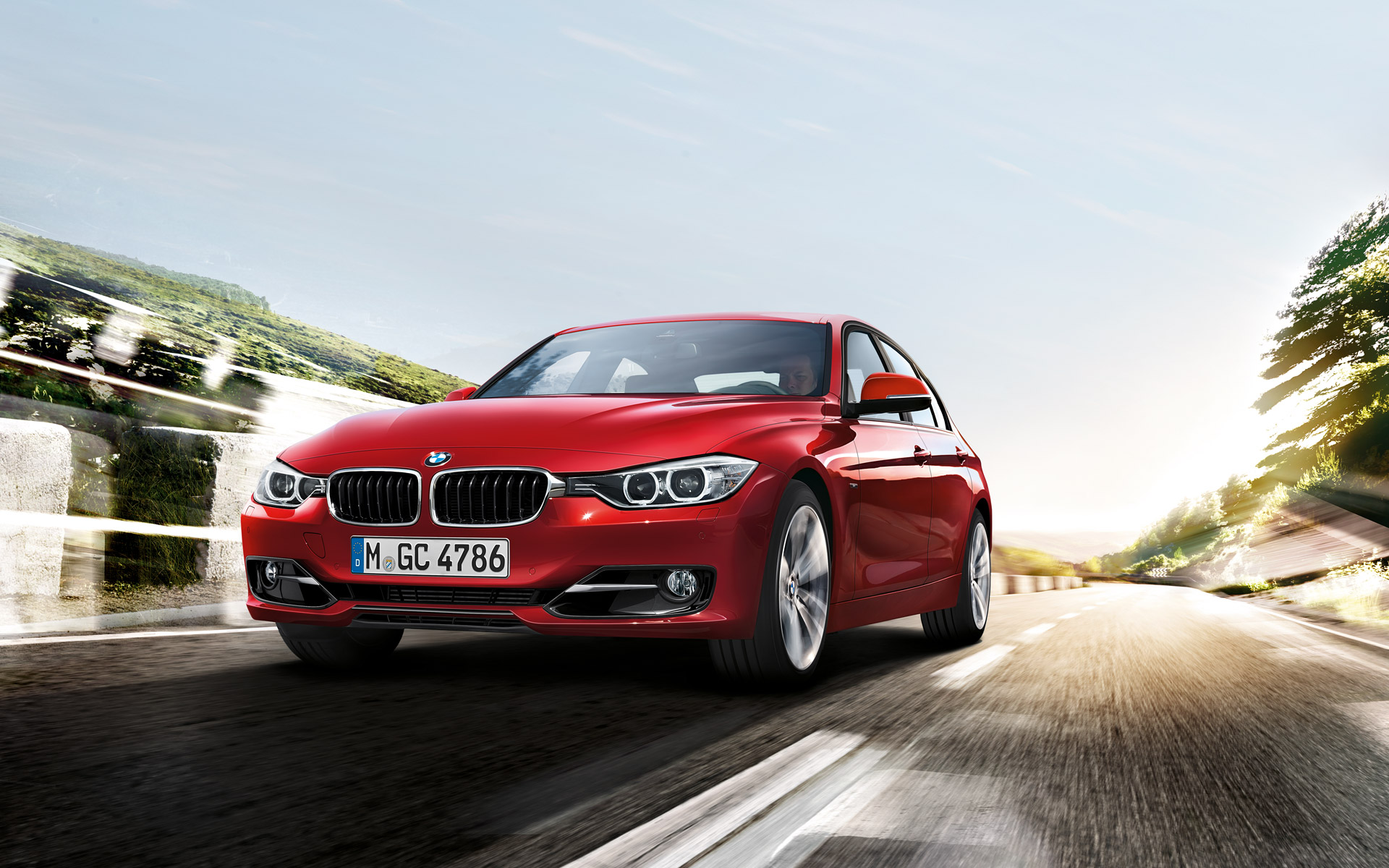 BMW 3 Series In Red Front View Wallpaper