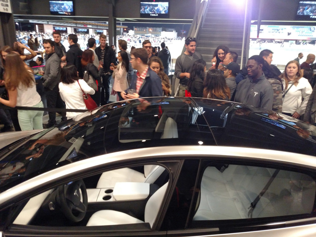 Tesla Model 3 Glassroof at Q3 Party