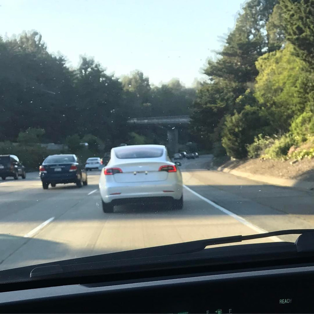 White Model 3 Spotted Highway