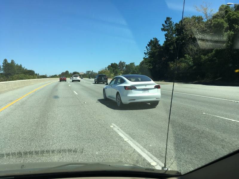 White Tesla Model 3 Spotted Near San Bruno, CA