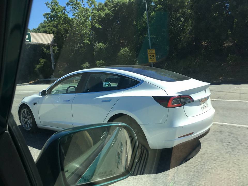 White Tesla Model 3 Spotted Near San Bruno, CA