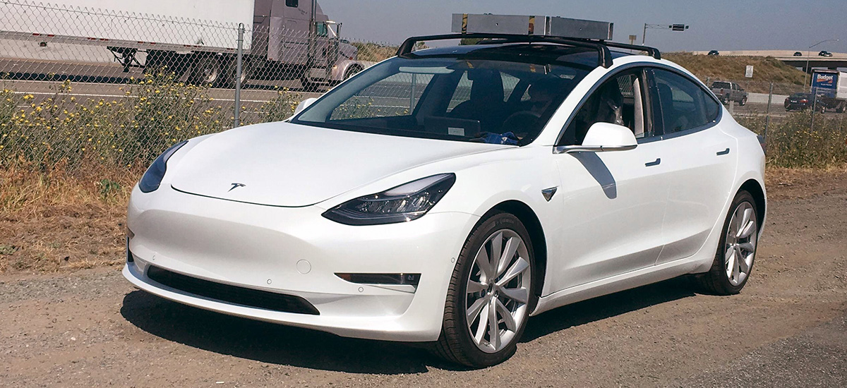 Tesla Model 3 testing with a roof rack system