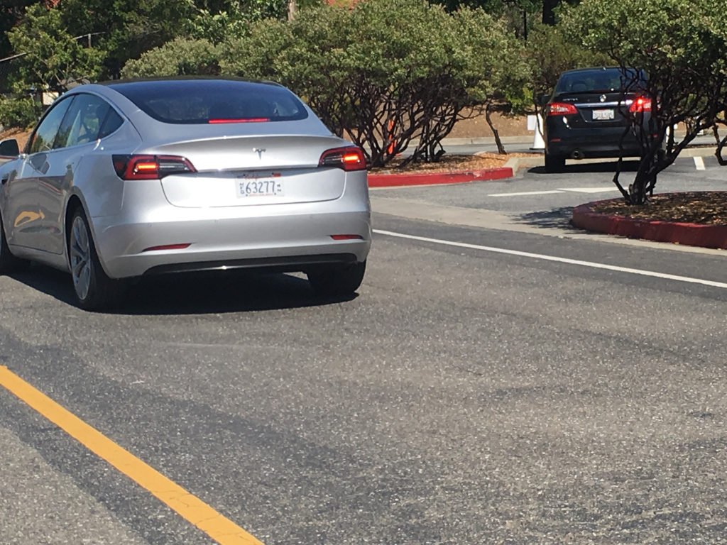 Sliver Model 3 leaked photos from Tesla HQ - Rear View