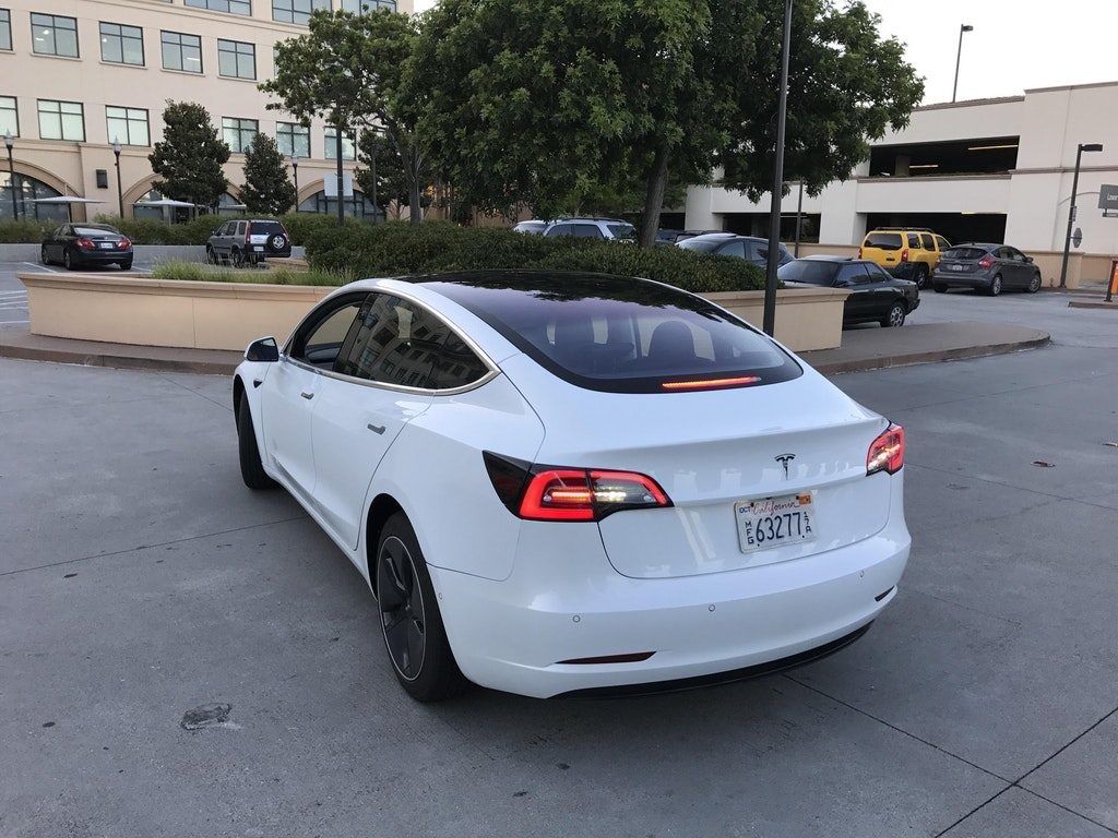 Tesla Model 3 in reverse gear backing up