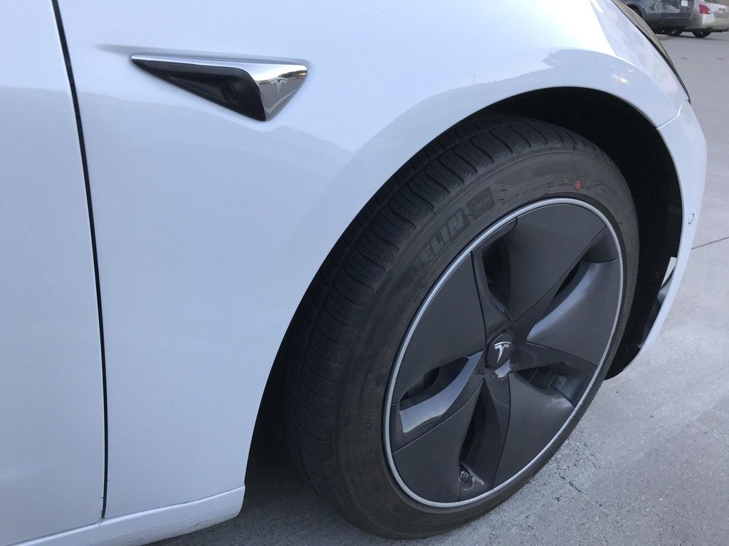 Tesla Model 3 aero wheel closeup