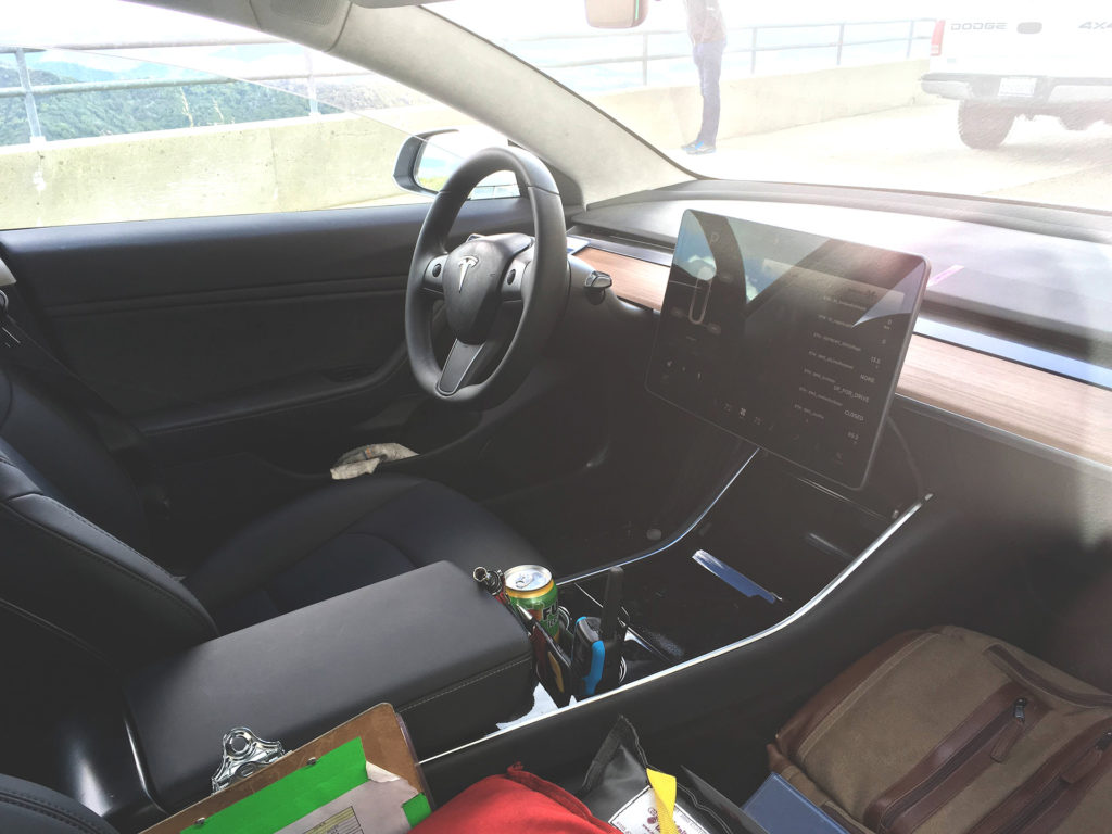 Tesla Model 3 interior closeup from the passenger side