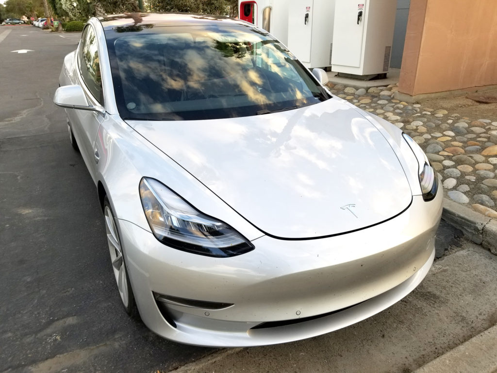 Tesla Model 3 Front View - Spotted at Harris Ranch, CA