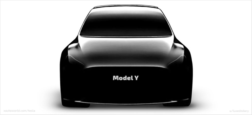 Tesla Model Y teaser photo isolated from background by over-exposure