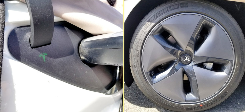 Closest photos of the Tesla Model 3 charge port flap and aero wheels
