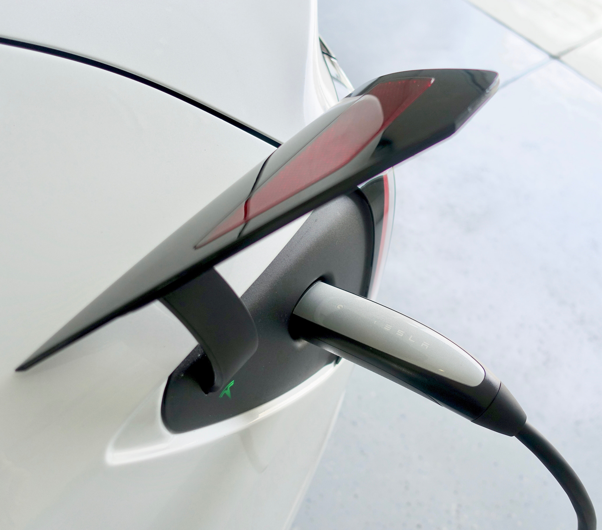 Tesla Model 3 charge port flap, high-res photo