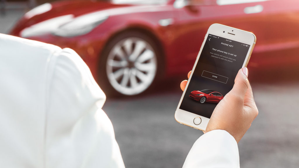 Tesla App paired with Model 3 to use as a key