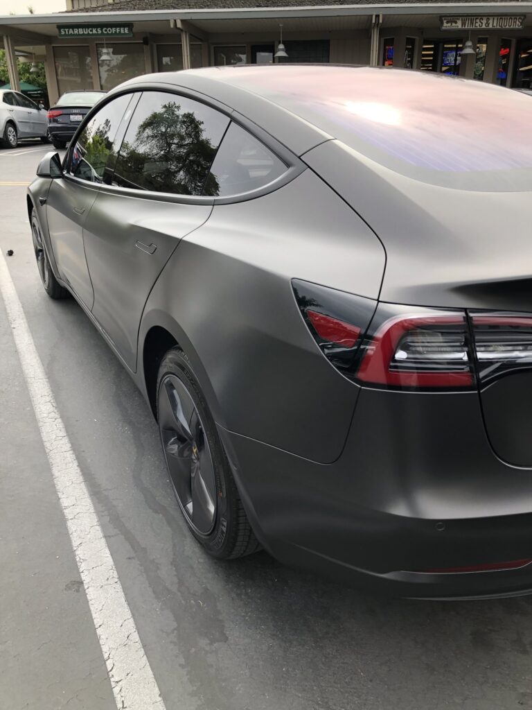 This satin gray 3M wrap turns Tesla Model 3 into a rock star