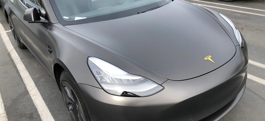 Custom Tesla Model 3 with 3M Satin Gray wrap