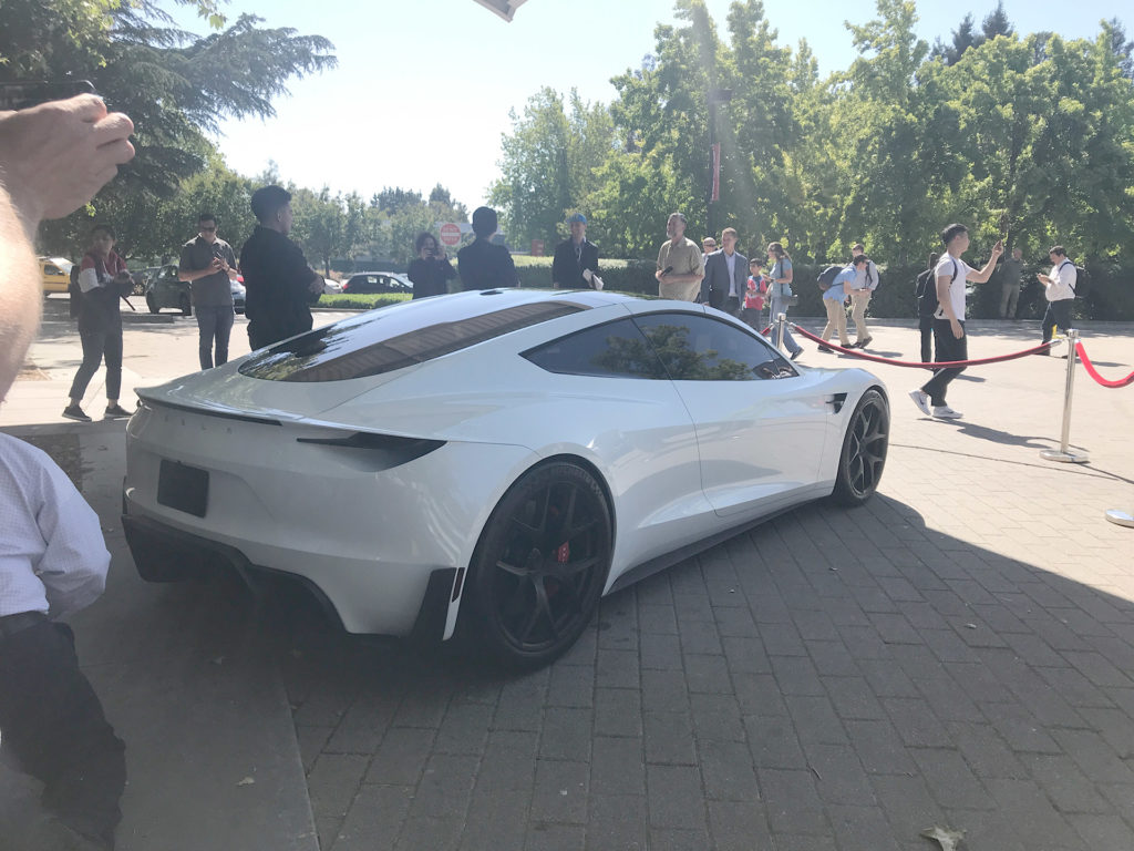 White Tesla Roadster Prototype at the 2018 Tesla Shareholder Meeting