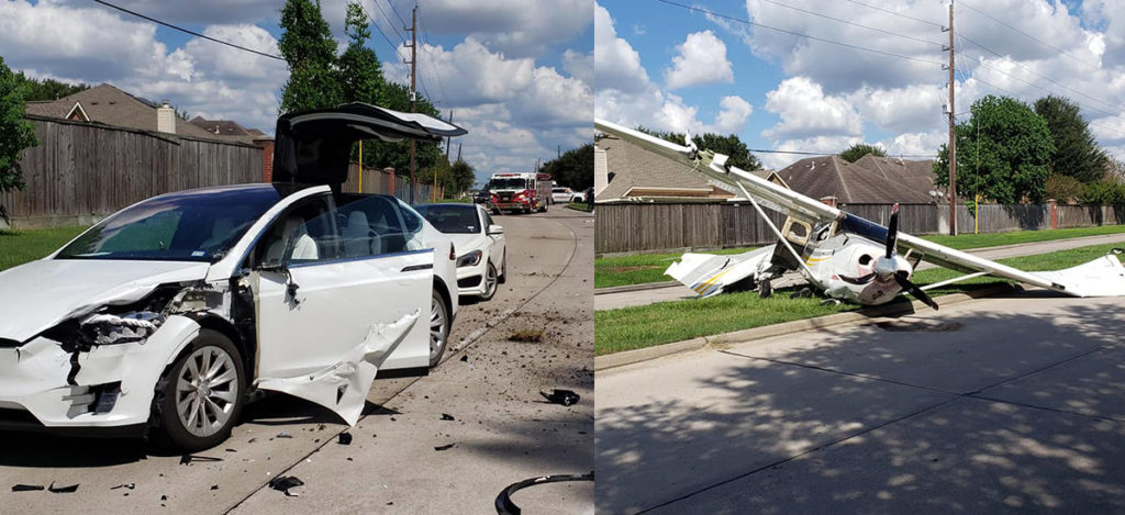 Plane crashes in to a Tesla Model X