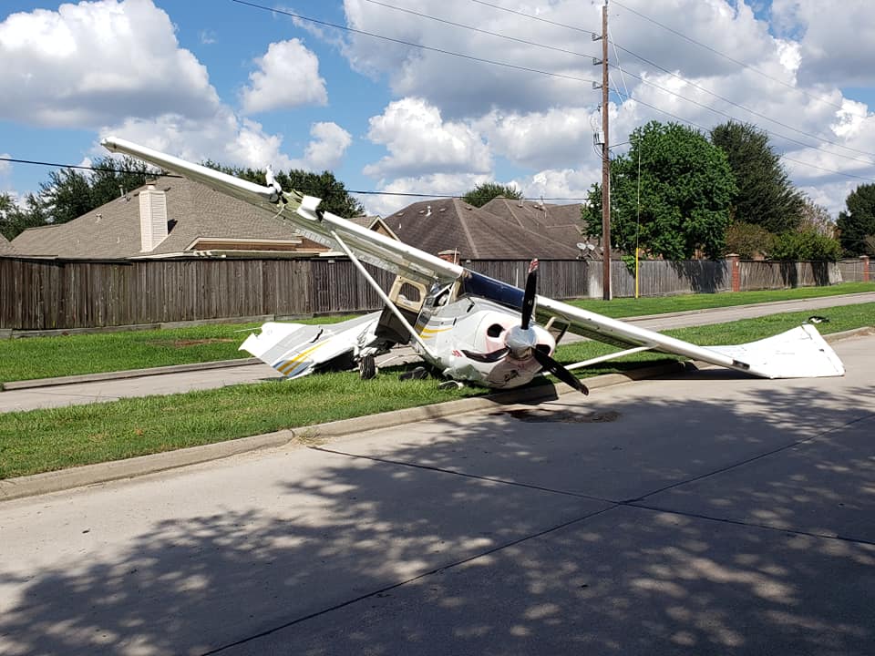Cessna 206 aircraft after crashing in to a Tesla Model X