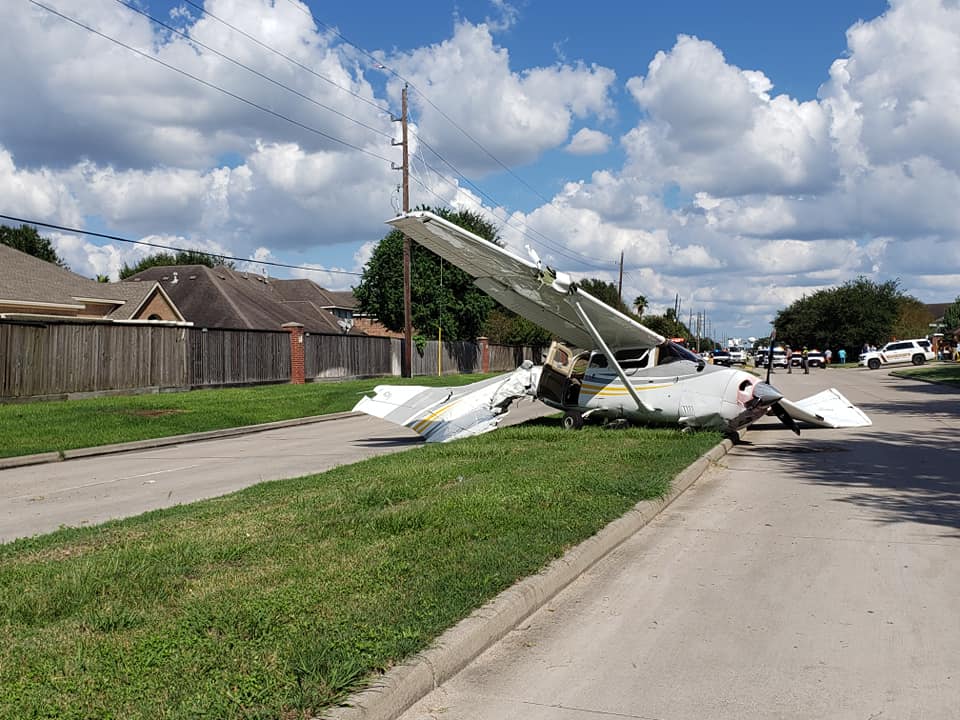 Cessna 206 aircraft after crashing in to a Tesla Model X