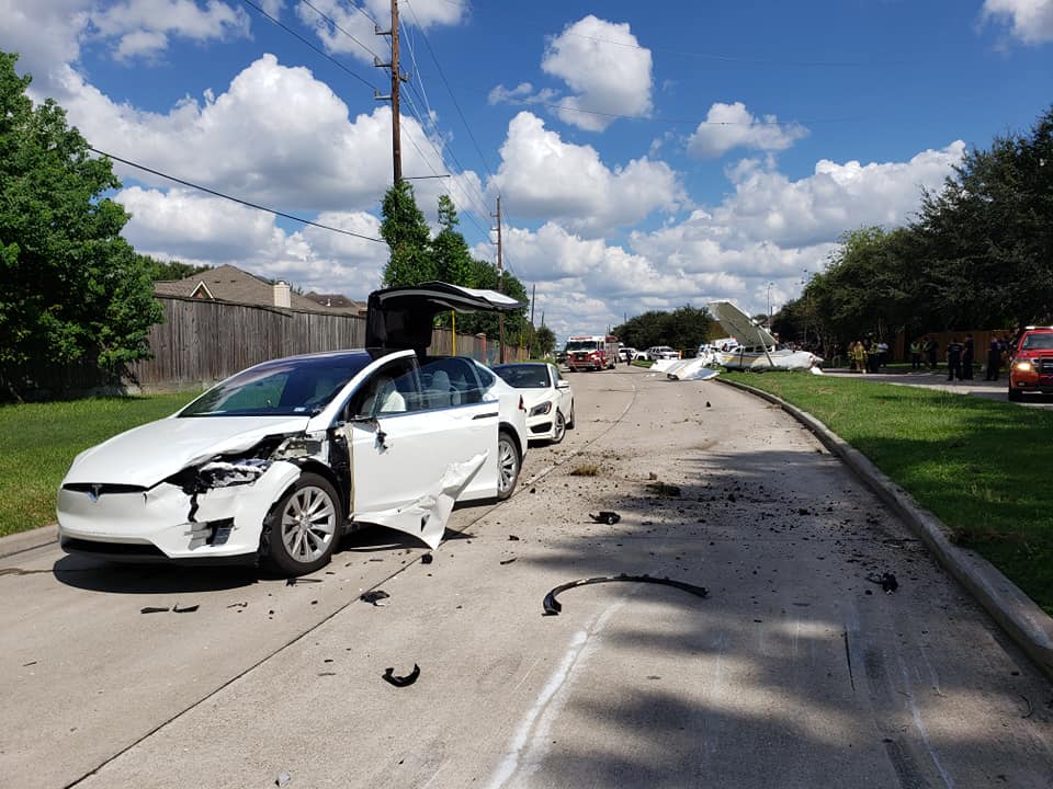 Tesla Model X after hit by a plane