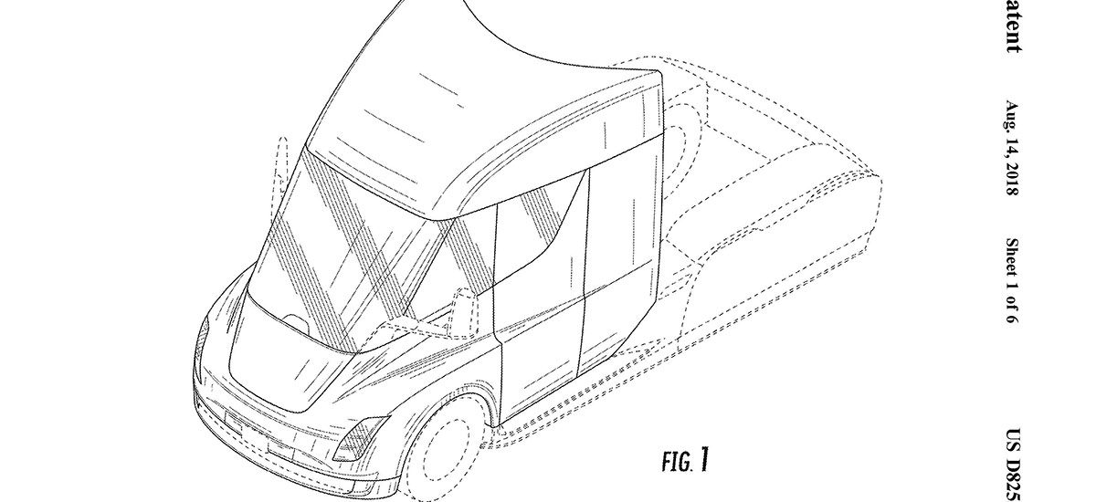 Tesla Semi Truck's approved patent drawing