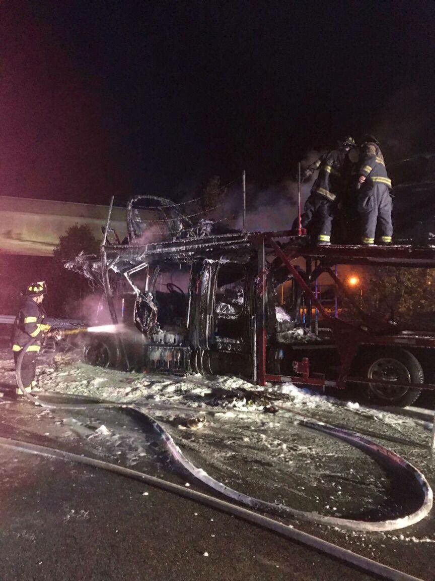 Tesla Model S burnt in semi trailer fire in Kansas City, MO