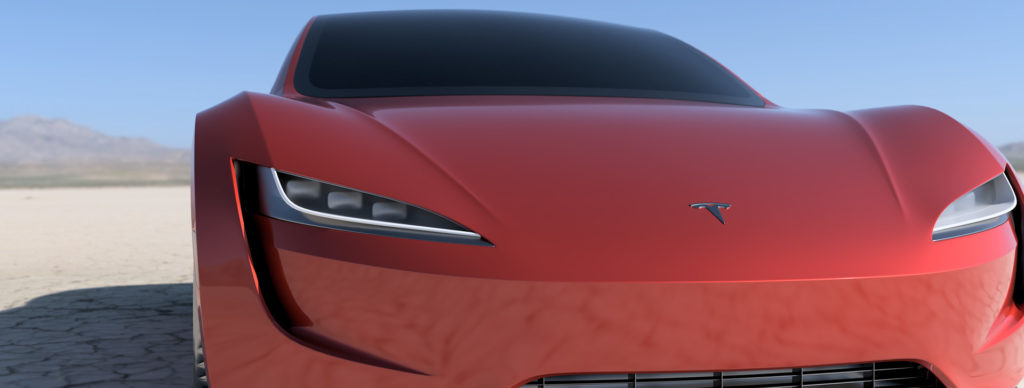 2020 Tesla Roadster Render in Red - Front View