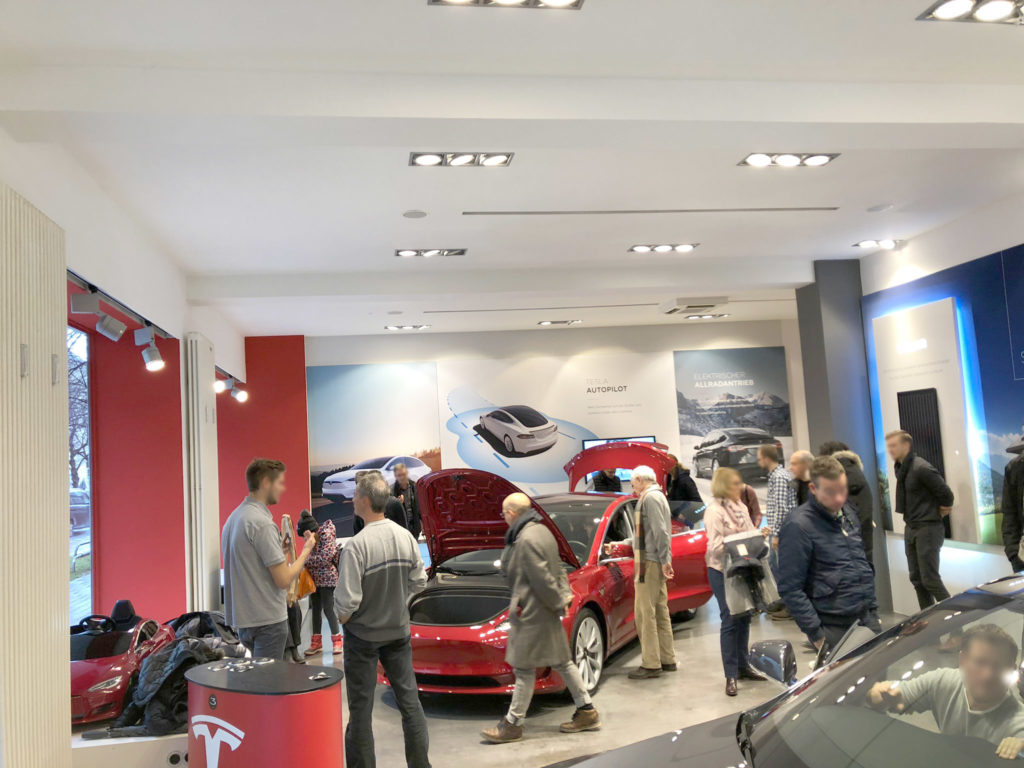 Tesla Model 3 Europe display at the Tesla Store in Munich, Germany