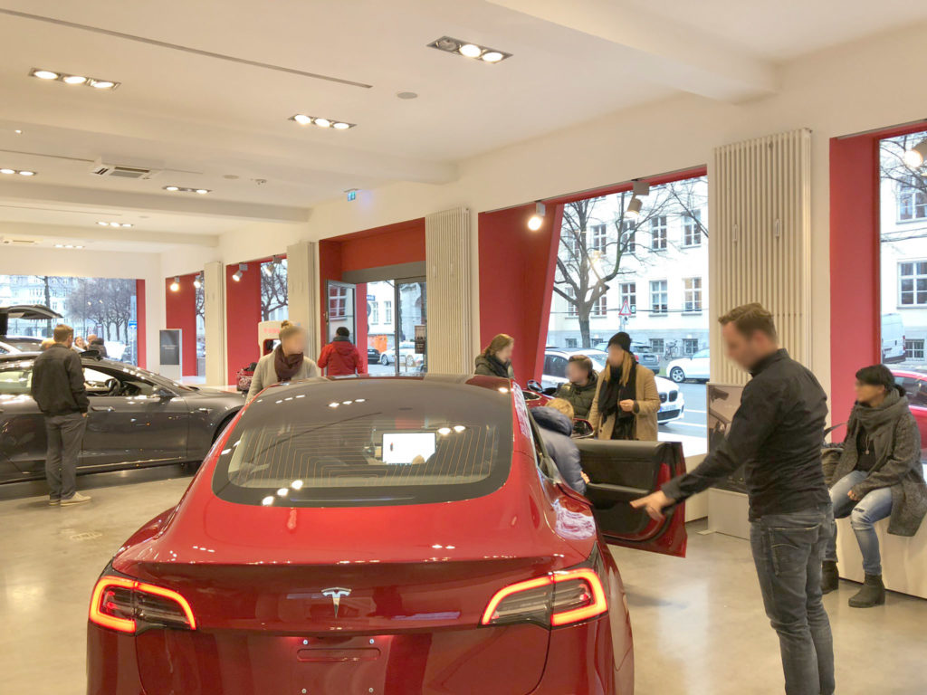 Tesla Model 3 Europe display at the Tesla Store in Munich, Germany