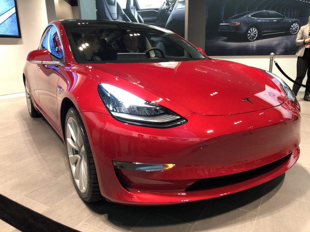 Tesla Model 3 on display in Sweden - Front View