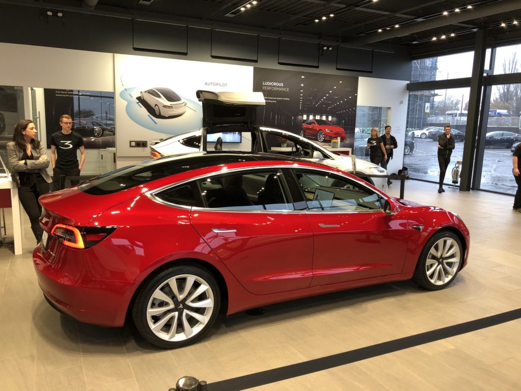 Tesla Model 3 at the Tesla Store in London