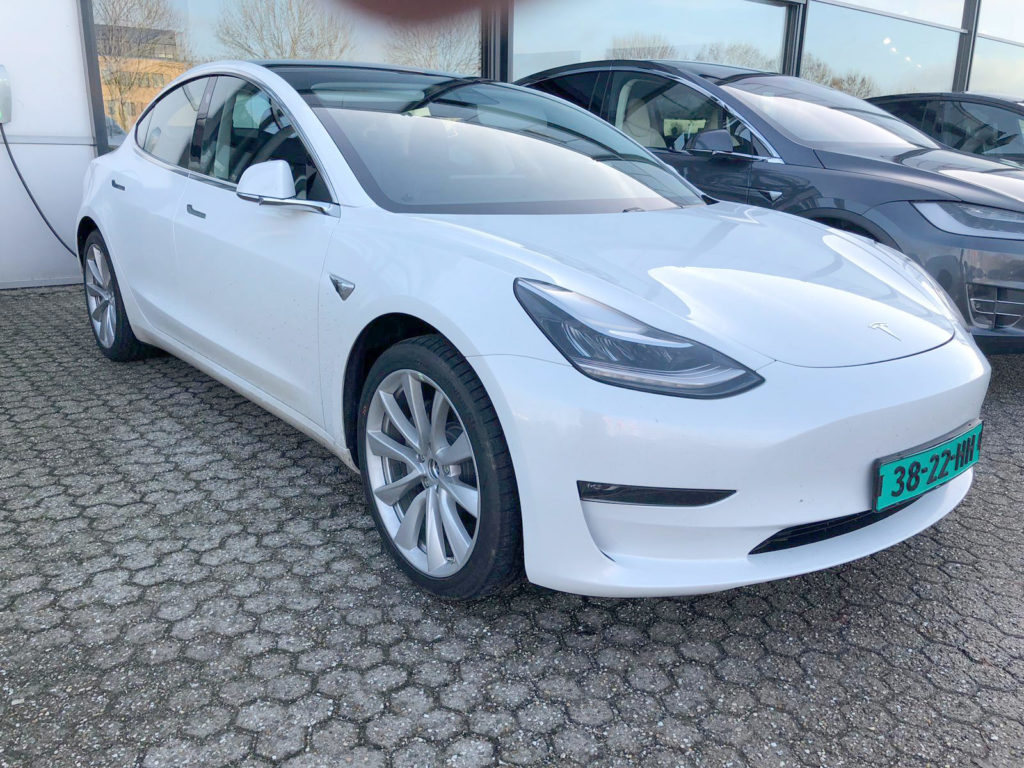 Tesla Model 3 charging with CCS charge port in Netherlands, Europe.