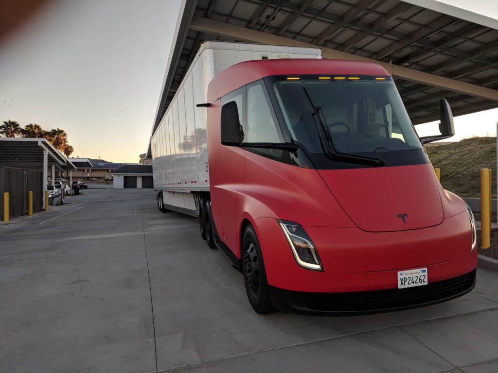 Red Tesla Semi Truck at Kettleman City Supercharger
