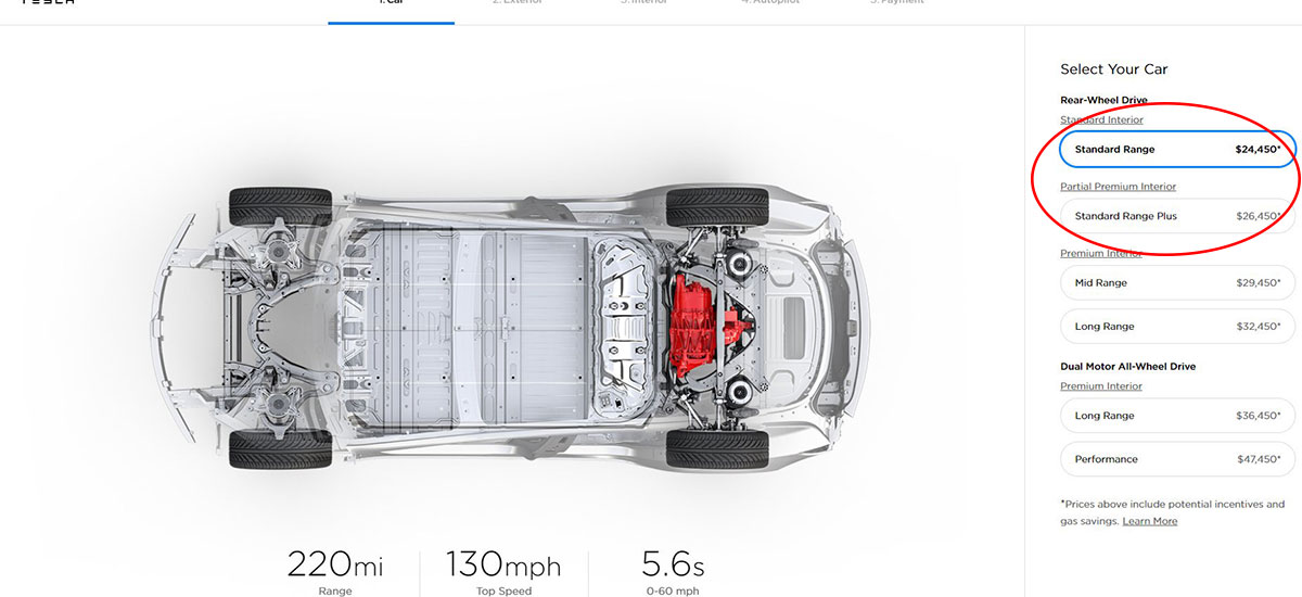 Tesla Model 3 Standard variant is here