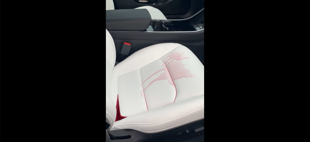 Tesla Model 3 stain resistance test using 'red wine'