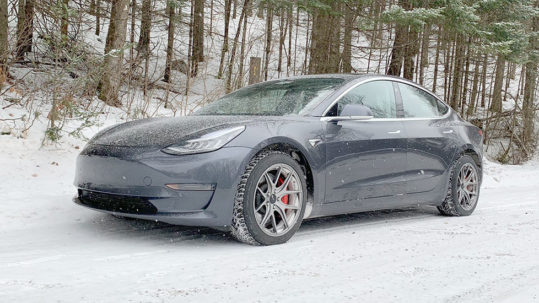 Tesla Model 3 Performance ready for the snow rally