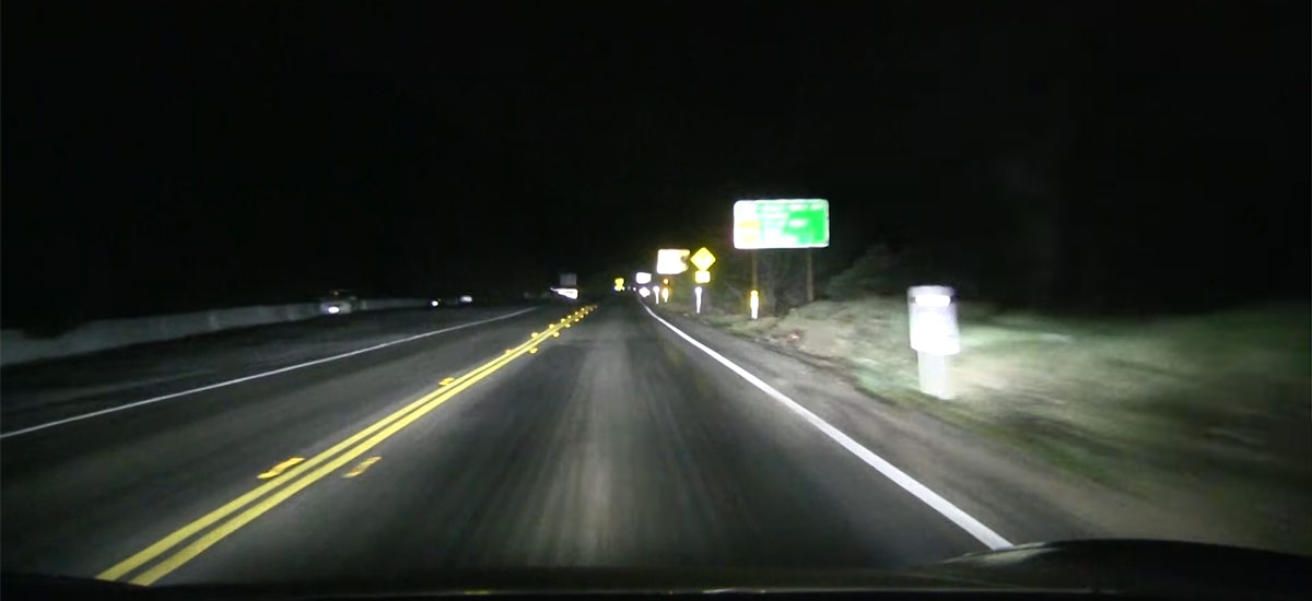 Testing Tesla Model 3 headlights at night