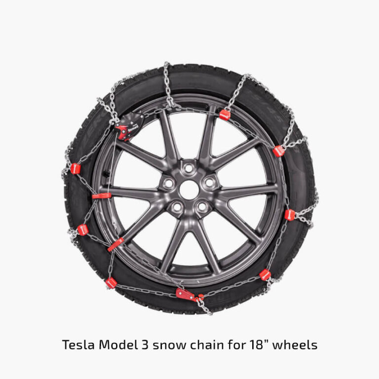 Cruise the snowy paths with the Tesla Model 3 'snow chains' for each