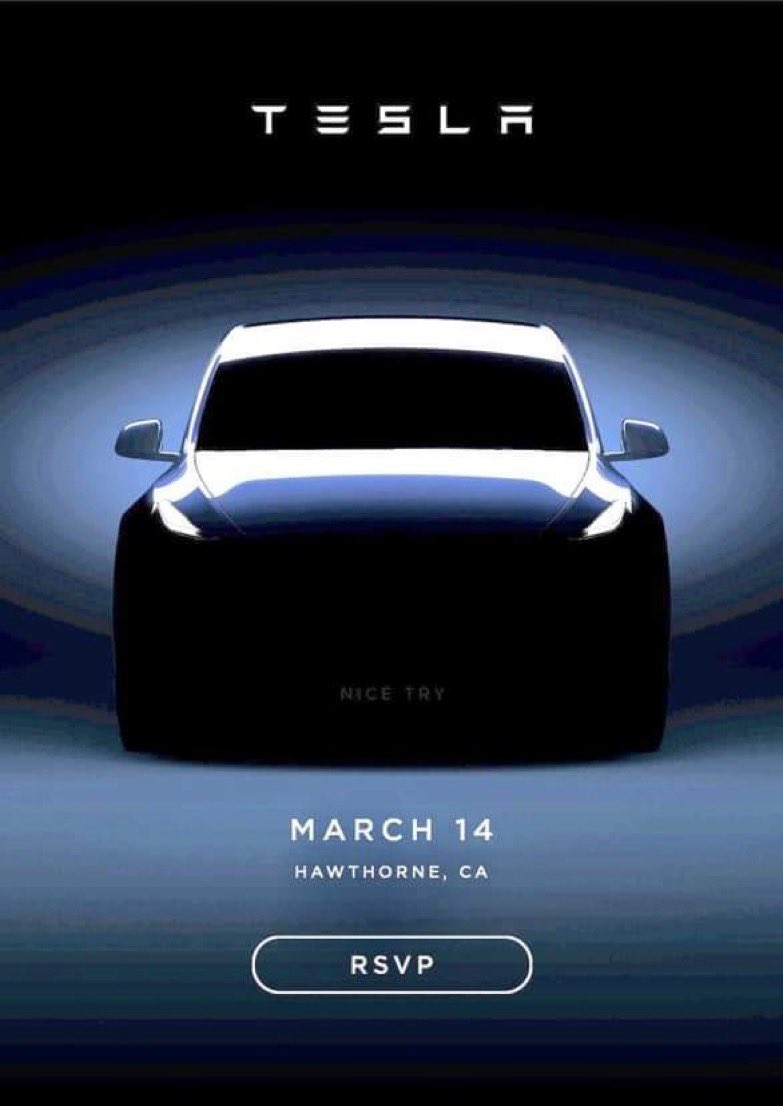 Tesla Model Y unveil event invitation email (Mar 14th)