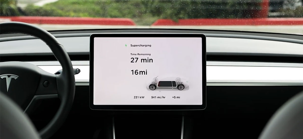 Tesla Model 3 charging via Supercharger V3