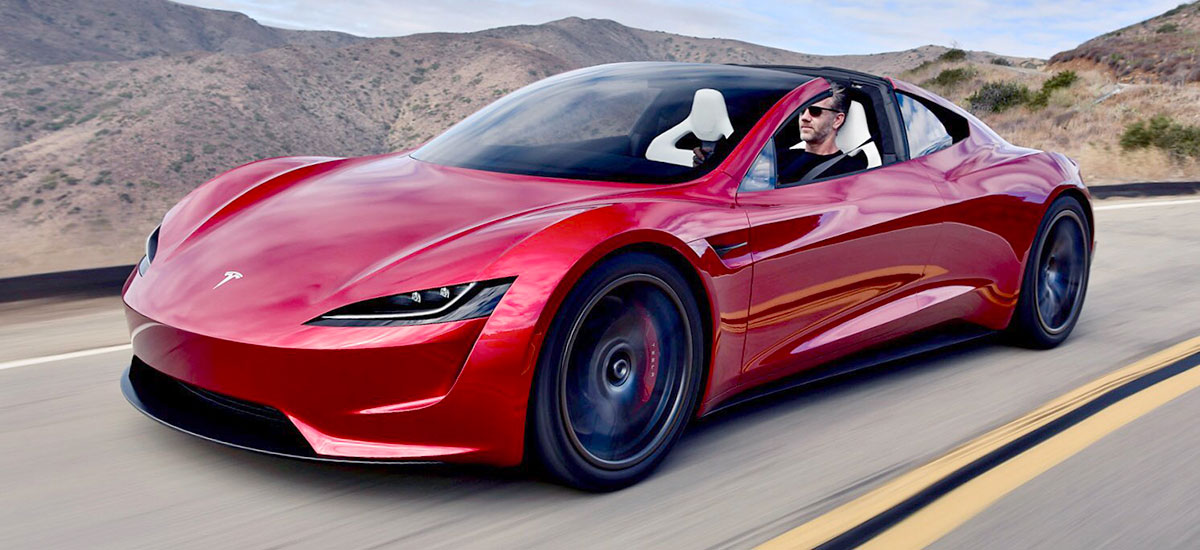 Next-gen Tesla Roadster on an afternoon cruise, driven by Tesla Chief Designer Franz Von Holzhausen