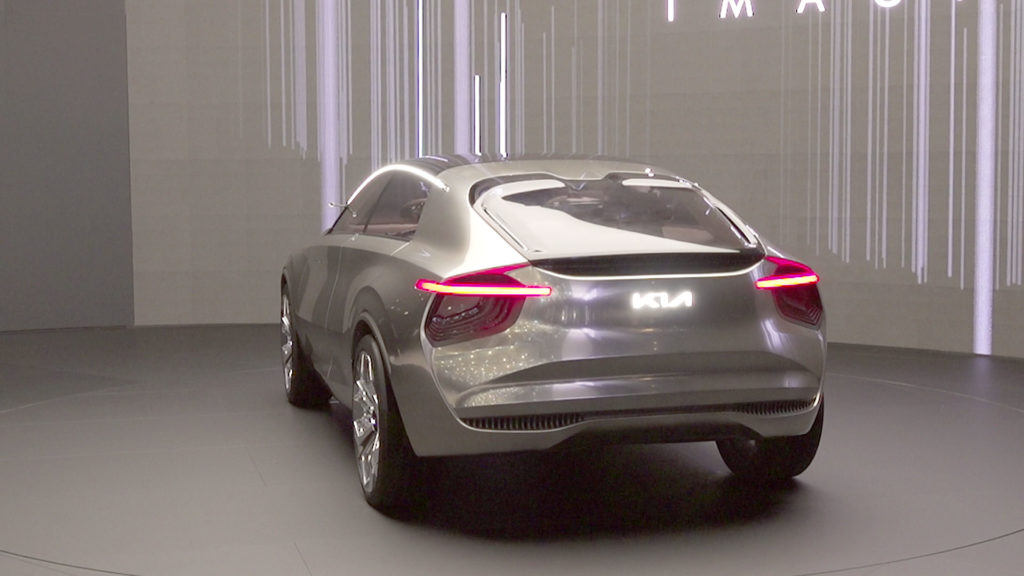 KIA Imagine electric concept car at the 2019 Geneva Motor Show. Rear View of KIA Imagine