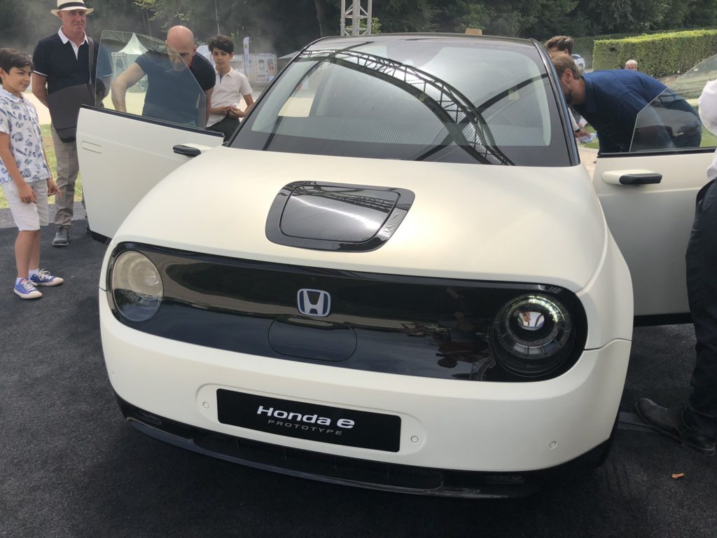 Honda e Prototype showcased in France. Exterior shot, front view