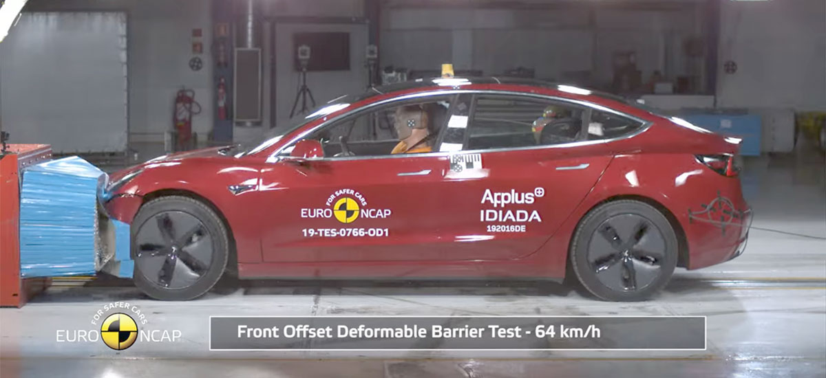 Tesla Model 3 Europ NCAP crash and safety tests video.