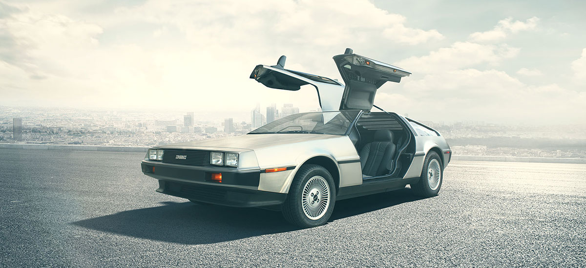 DMC DeLorean converted to an electric car of the future.