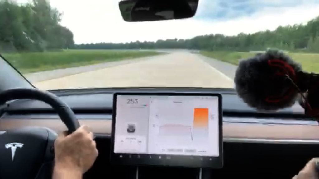 Tesla Model 3 Performance reaches 260 km/h (162 mph) on the race track.