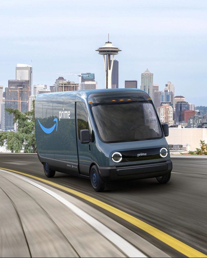 Amazon's fully electric delivery van powered by Rivian (concept photo).