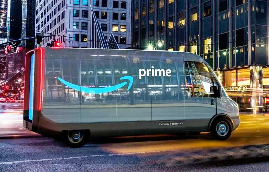 Amazon's fully electric delivery van powered by Rivian (concept photo).