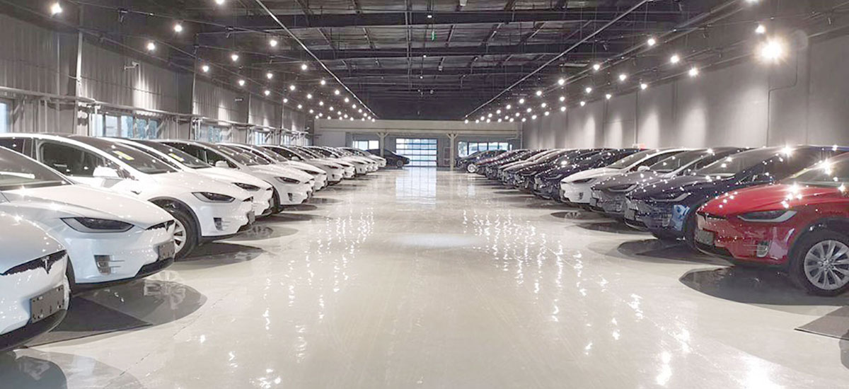 Tesla Model X fleet ready for delivery in China.