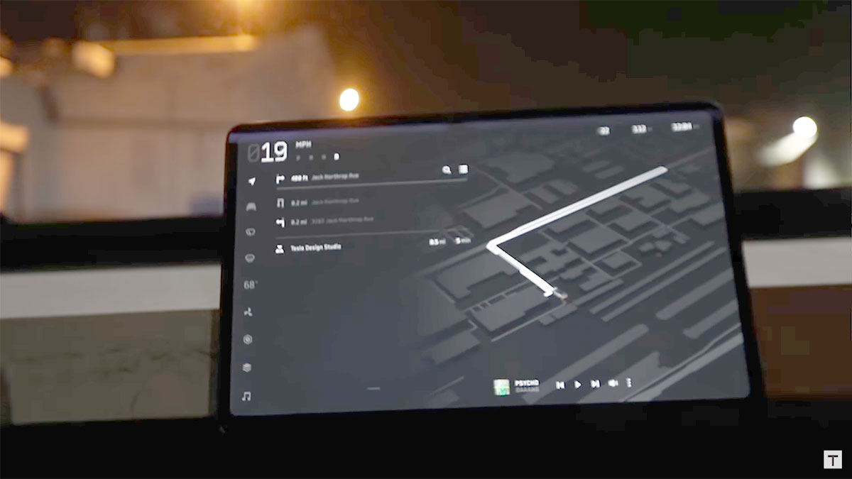 Tesla Cybertruck Center Touchscreen's next-gen UI and Navigation.